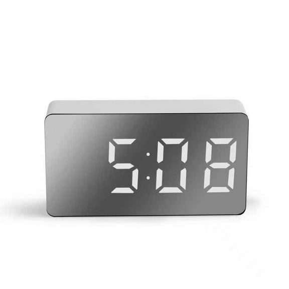 Plastic Mini LED Mirror Clock with Adjustable Brightness, Suitable for Travel and Daily Use