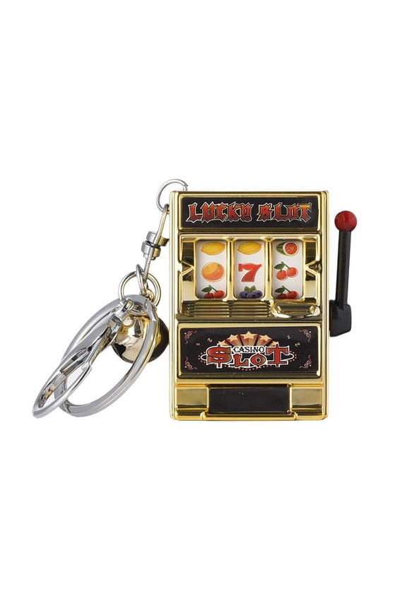 Plastic Mini Slot Machine Toy with Reels and Keychain, Realistic Jackpot Game for Creative Festivals and Birthdays