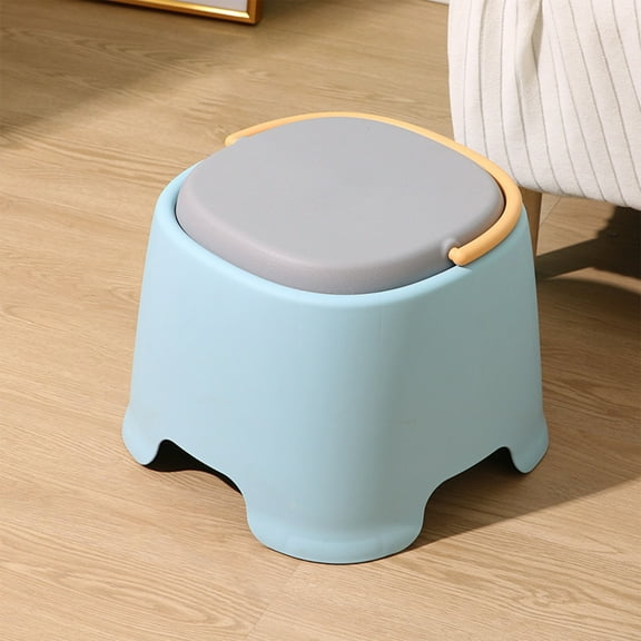 Plastic Mini Stool | Thickened Durable Lightweight Plastic Step Stool for Home Bathroom Living Room Entryway | Sturdy Portable Multi-Purpose Use | Orange Blue Green | S/L Size | Easy to Clean