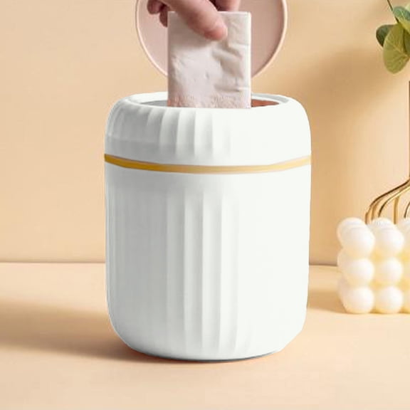 Plastic Mini Trash Can with Lid - Cute Small Desktop Waste Garbage Bin for Home, Office, Kitchen, Vanity Tabletop, Bedroom, Bathroom