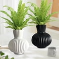 thumbnail image 1 of Plastic Mini Vase with Ribbed Striped Design, Shatterproof Modern Black or White Flower Vase for Fresh or Dried Arrangements, Small Tabletop Home Decor, 1 of 6