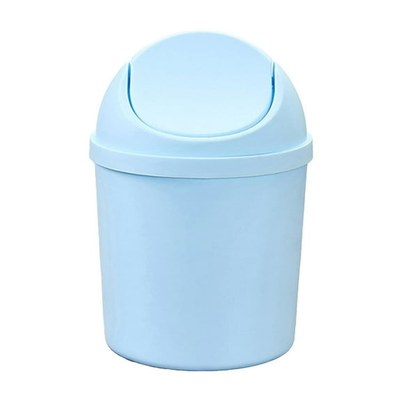 Plastic Mini Wastebasket Trash Can with Swing Lid, Tiny Desktop Waste Garbage Bin for Home, Office, Kitchen, Vanity Tabletop, Bedroom, Bathroom, 7.6 x 5.5 Inch