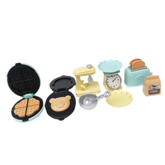 Plastic Miniature Kitchen Appliances Set With Bread Toaster And Grinder For 1:12 Dollhouses Display