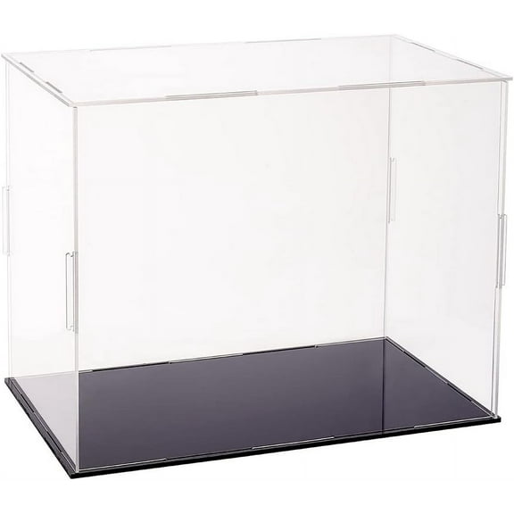 Plastic Minifigure Display Cases 10.2x6.3x8inch Clear Dustproof Action Figure Display Box with Black Base Display Cabine for Models Building Blocks and Collection White