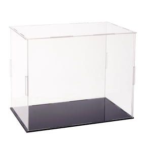 Plastic Minifigure Display Cases 10.2x6.3x8inch Clear Dustproof Action Figure Display Box with Black Base Display CabineDIY