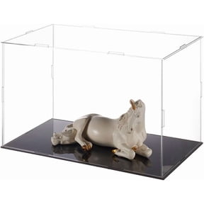 Plastic Minifigure Display Cases 12.2x8.3x8inch Clear Dustproof Action Figure Display Box with Black Base Display Cabine for Models Building Blocks and Collection WhiteDIY