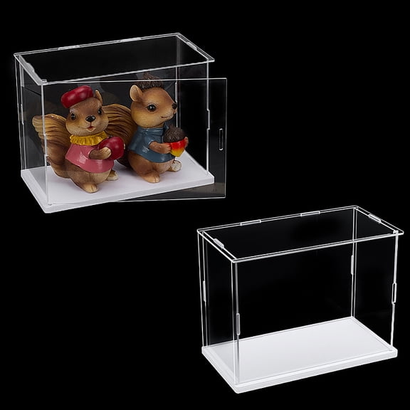 Plastic Minifigures Display Cases with White Bases Building Blocks Display Holder Rectangle Clear Finished Product: 21.6x11.6x16.3cm for DIY