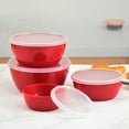 thumbnail image 1 of Plastic Mixing Bowls With Lids Set - Colorful Mixing Bowls For Kitchen - Nesting Plastic Mixing Bowl Set With 4 Prep Bowls and 4 Lids - Microwave and Freezer Safe (Red Ombre), 1 of 9