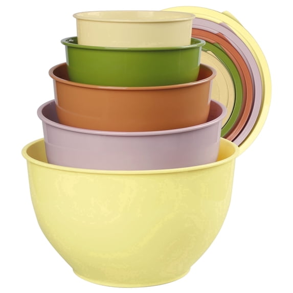 Greentainer Mixing Bowls with Lids, Plastic Nesting Bowls for Mixing, Serving, Marinating, Kitchen Preparation, Food Storage Mixing Bowl Set, Dishwasher & Microwave Safe, BPA-Free