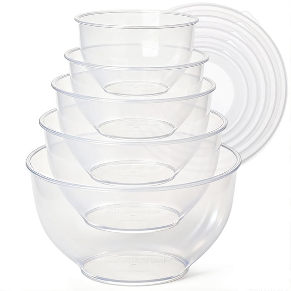 Greentainer Mixing Bowls with Lids, Plastic Nesting Bowls for Mixing, Serving, Marinating, Kitchen Preparation, Food Storage Mixing Bowl Set, Dishwasher & Microwave Safe, BPA-Free