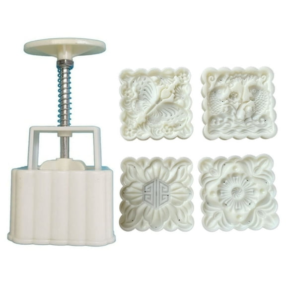 Plastic Mold Moon Cake Stamps for Creative Flower Shape Baking Moulds for Mid-Autumn Fest