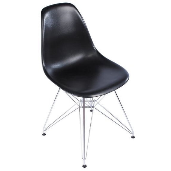 Plastic Molded Side Chair with Metal Eiffel Base