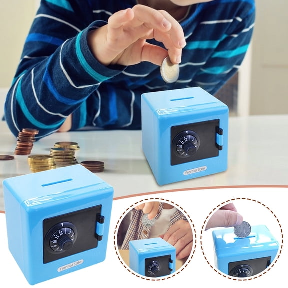 Plastic Money Box Coin Savings Bank Password Protected Atm Style Childrens Toy