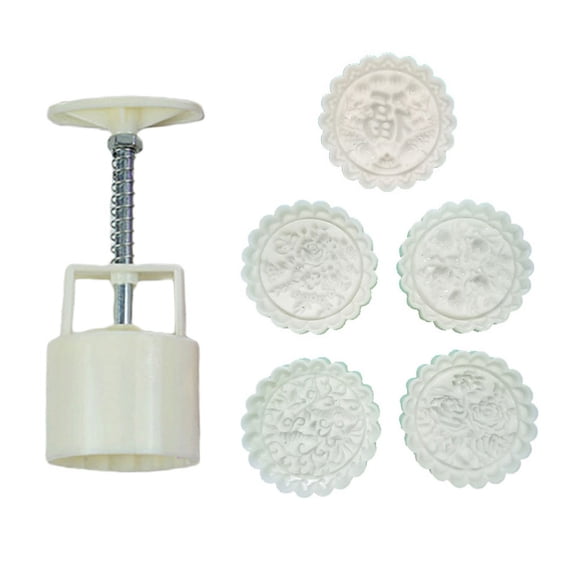 Plastic Mooncake Mold 125g Flower Stamp Cookie Cutter Mould DIY Baking Accessory