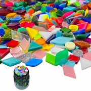 Plastic Mosaic Tiles, Irregular Flatback Embellishments for Crafts, Preschool Supplies, 900 Pcs