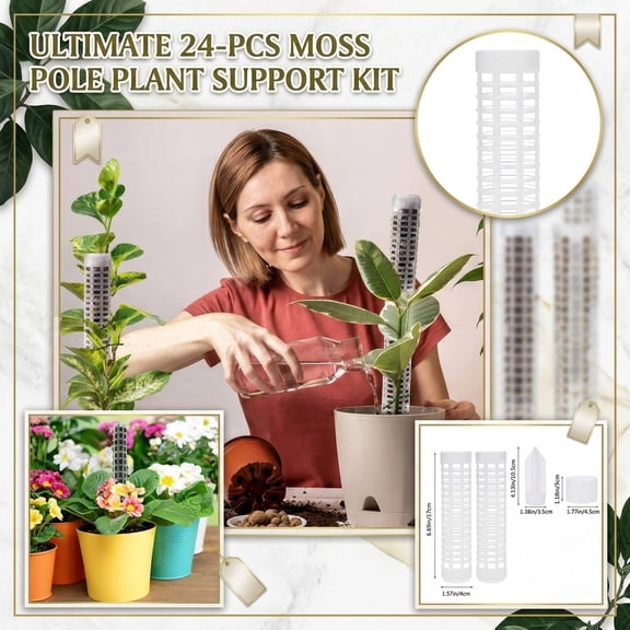 Plastic Moss Pole for Climbing Plants, Stackable Plant Support with Sphagnum Moss Insert, for Monstera Pothos Syngonium Indoor Outdoor Potted Plants (1 Set)