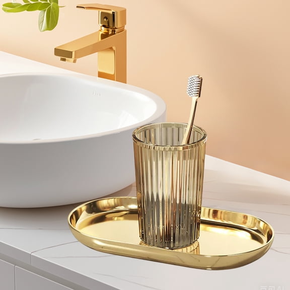 Plastic Mouthwash Cup for Travel - Household Brushing Cup Set, 11x7x5.5cm Brown Portable Toothpaste Cup with Non-Slip Handle, Rinse Cup for Home or Travel