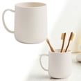 thumbnail image 1 of Plastic Mug Drinking Cup with handle, Reusable Drinking Mug, Kitchen Plastic Water Cup, Minimalist Neutral Tone Coffee Mug, Unbreakable Cup for Bathroom, Kitchen, Vanity Counter 3.62×3.15 in,White, 1 of 5