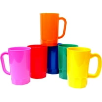 Plastic Mugs, Large 32 Ounce, Pack 6, Color Multi