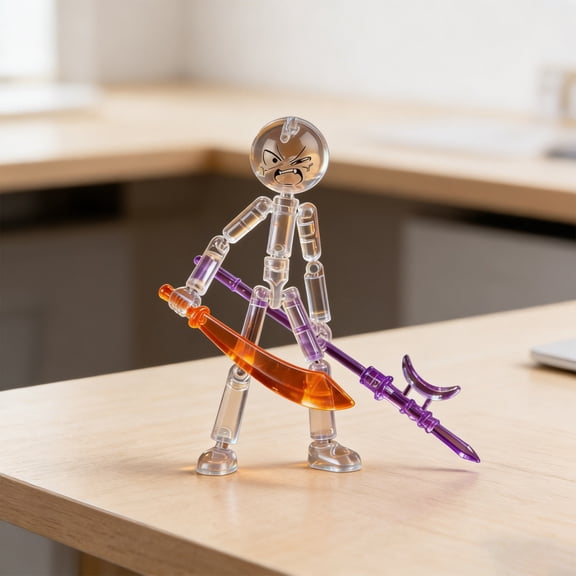 Plastic Multi Joint Articulated Figure Set - Posable Movable Robot Doll with 7 Weapon Accessories Stop Motion Character Gift for Birthday Gift Desktop Decor
