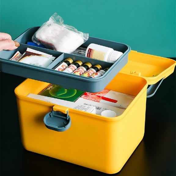 Plastic Multi Layer Storage Box with Handle and Trays for Home Office Travel Camping