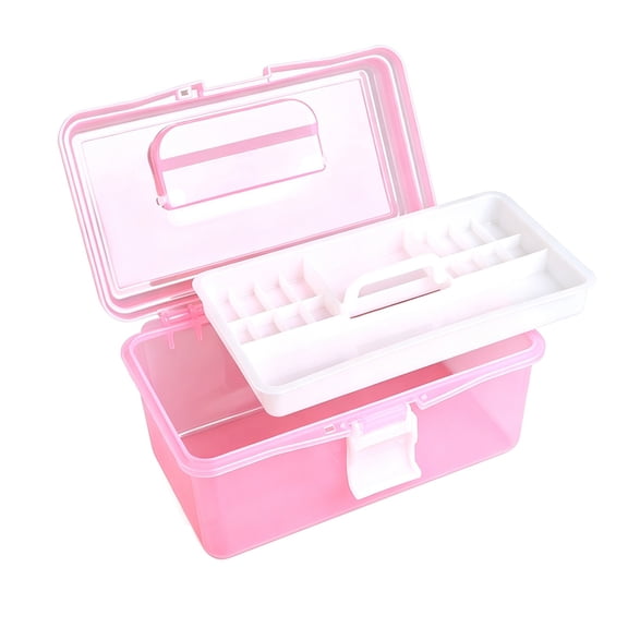 Plastic Multi-Layer Storage Case, Portable Handheld Supply Organizer Box, Removable Divider Craft Storage Container, Transparent Lid Utility Carrier, Hard Storage Box for Drawing Tools, Art Supplies