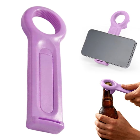 Plastic Multifunctional Can Opener, Manual Bottle Cap Opener with Mobile Phone Holder, Kitchen Gadget, 1 Piece