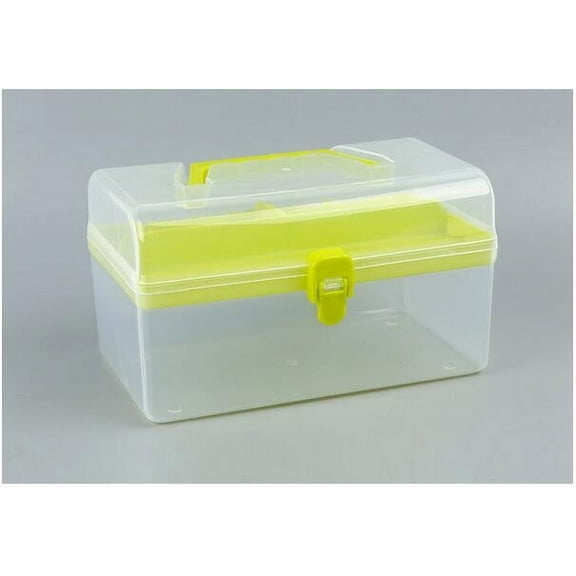 Plastic Multipurpose Portable Handled Organizer Storage Box, Transparent, Yellow, 22 * 12 * 12cm, Transparent Plastic Storage BoxforTool Organization, Portable Handled Organizer Box