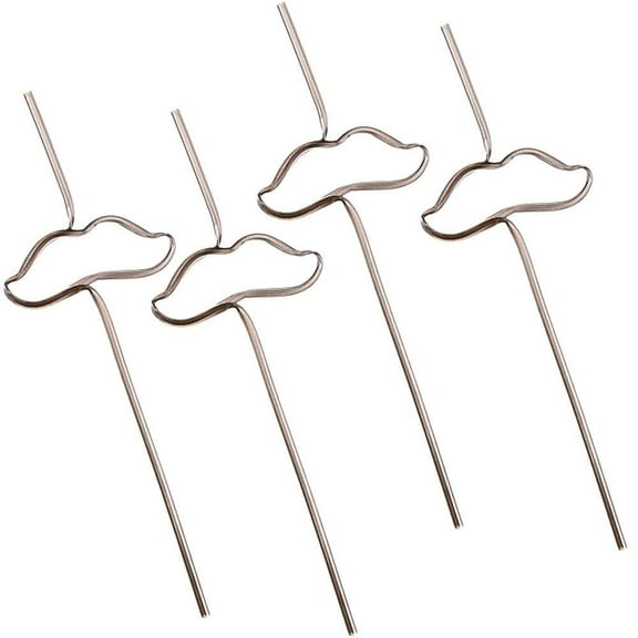Unique Mustache Shaped Plastic Straws | Black | 4 Pcs, 4 ct, Multicolor