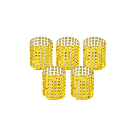 Plastic Napkin Rings Mesh Rhinestone Style Napkin Holders Openwork Design Eight Row Wraps for Table Settings Set of 5
