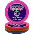 thumbnail image 1 of party essentials hard plastic 10.25-inch party/dinner plates, assorted neon, 20-count, 1 of 2