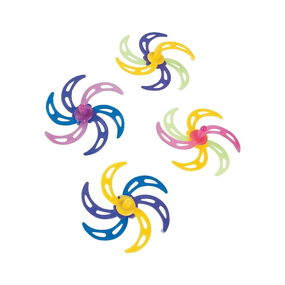 Plastic Neon Spin Tops (4Dz) - Party Favors - 48 Pieces