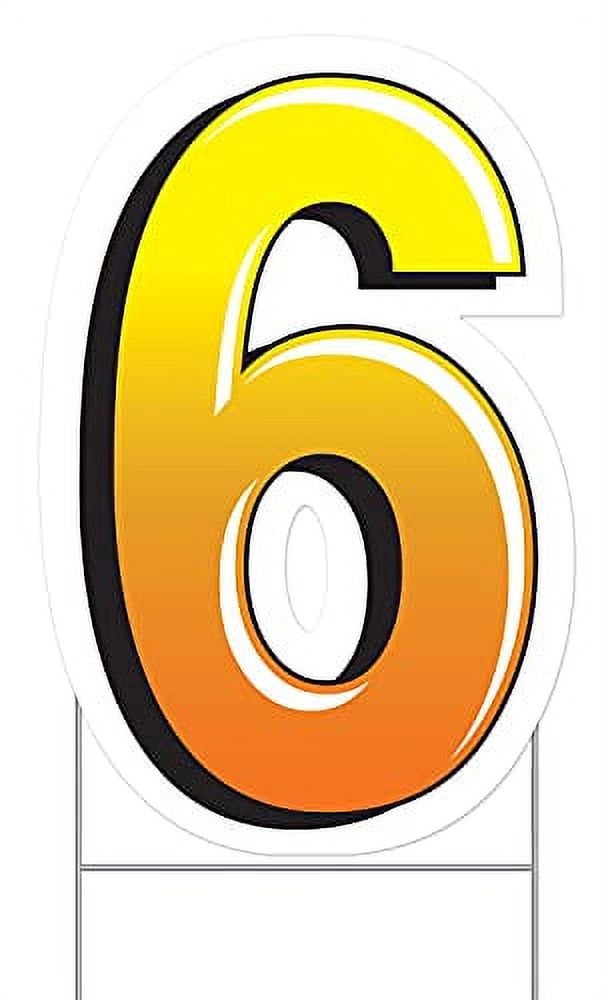 Plastic Number "6" Yard Sign With Metal Stakes Happy Birthday Party