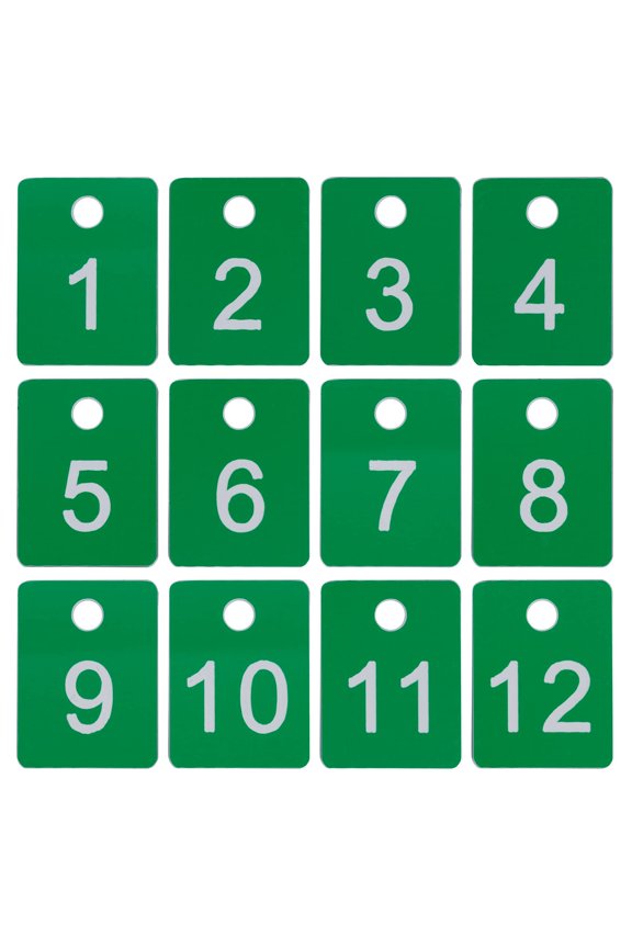 Plastic Numbered Tags Rectangle Key Number Tags Number Disc with Hole (1-50, White)