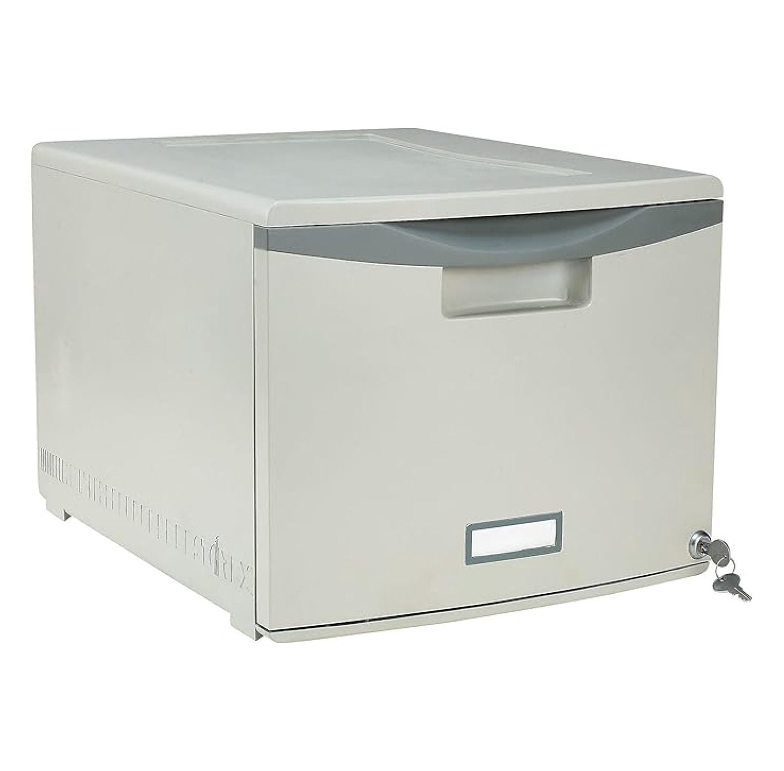 Plastic One-Drawer File Cabinet – Locking Document Organizer for Home and Office, Gray, 1-Pack (61251B01C)