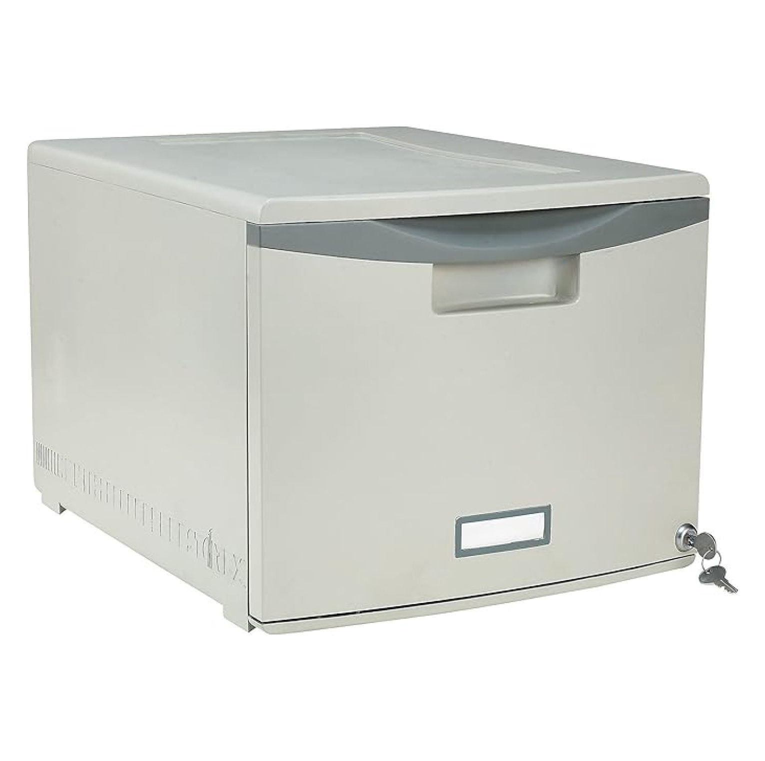 Plastic One-Drawer File Cabinet – Locking Document Organizer for Home and Office, Gray, 1-Pack (61251B01C)
