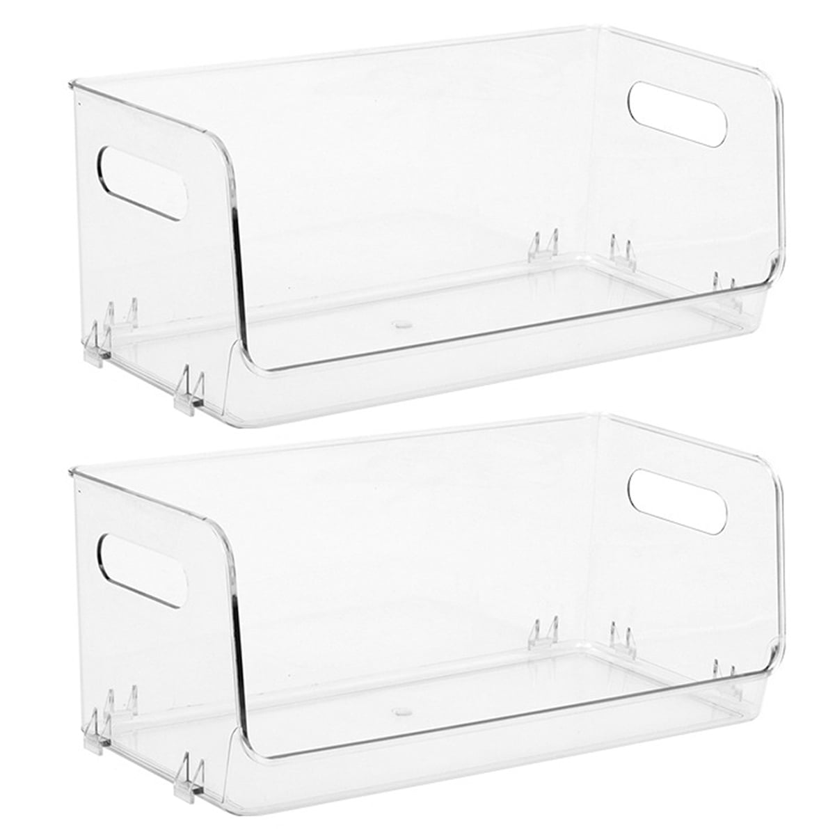 Plastic Organizer Bins, Large 2 Pack, Clear MultiUse Organizer
