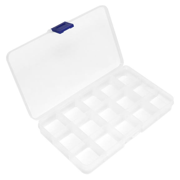 Plastic Organizer Container Storage Box with Adjustable Dividers for Jewelry Making, Beads, Earrings, Rhinestones, Craft Supplies, Fishing Hooks (6 Pack 15 Grids)