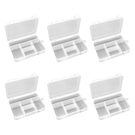 Plastic Organizers Case With 5 Dividers Sturdy Plastic Storage Container For Small Parts And Jewelry With 5 Sections