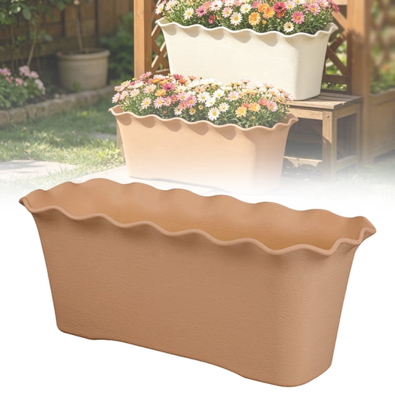 Plastic Outdoor Planters,Planter Box with Drainage Plug,Narrow Planter Box,Window Box Planters Outdoor,Flower Box,Indoor Plant Pot for Window Sill,Durable Plastic Window Planter Box,1PC,16x7x6.4 Inch