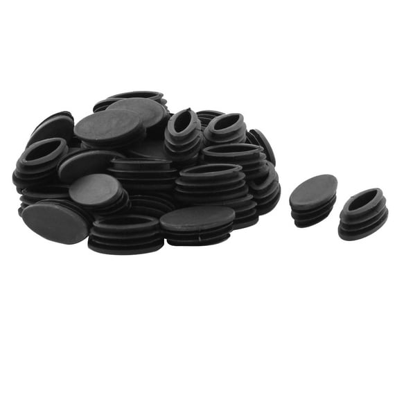Plastic Oval 40mm x 20mm Anti-slip Chair Foot Cover Table Furniture Leg Protector Black 40 Pcs