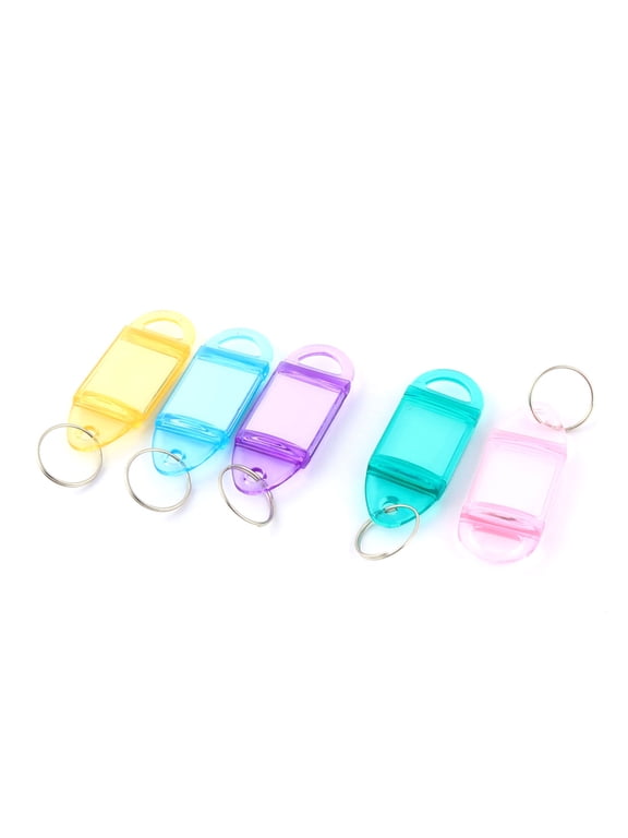 Plastic Oval Shape Name Cards Key Label Ring Keychain Assorted Color 5pcs