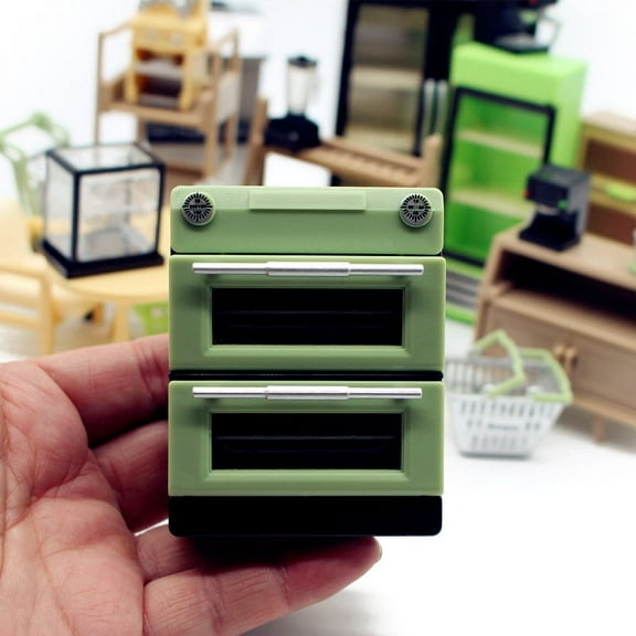 Plastic Oven Mini Model Micro Landscape Dollhouse Accessories Pretending Prop Decorations Green 60x35x68mm