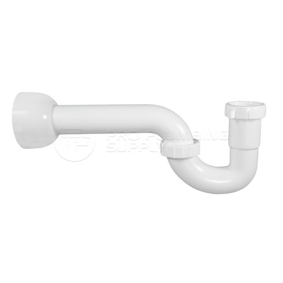Plastic P-Trap 1-1/2" White with Adapter and TPR Washer for kitchen Sink Tubular Drain Applications