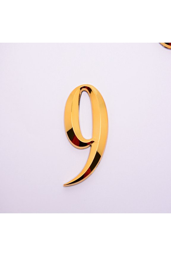 Plastic PVC Number Sign Labels Gold Num.9 9: 67.5x44x8mm for DIY