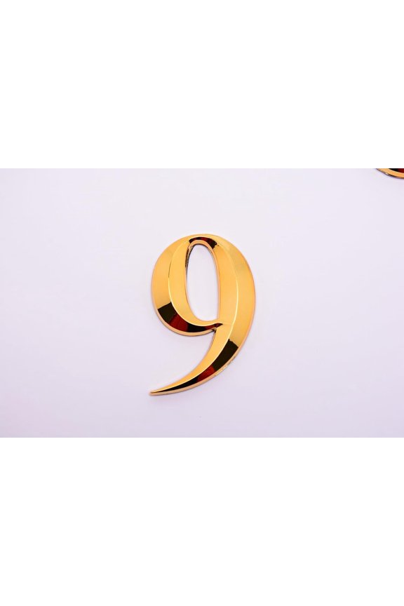 Plastic & PVC Number Sign Labels golden Num.9 9: 67.5x44x8mm
