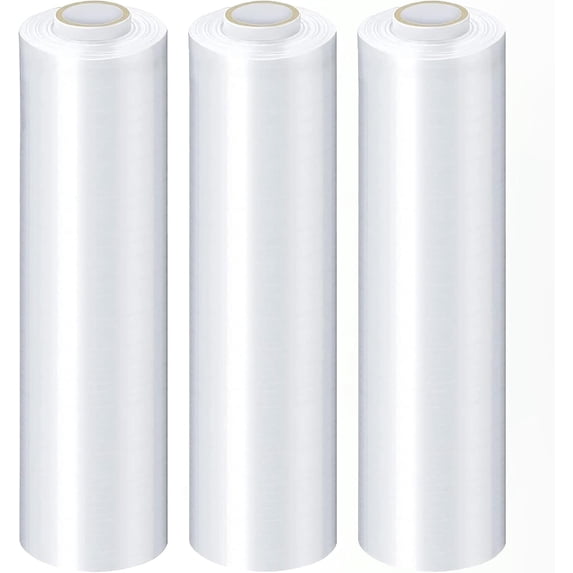 MMBM Cast Hand Stretch Wrap 18" x 1500' 4 Rolls 90 Gauge Clear Quiet Unwind Plastic Film for Moving and Packing