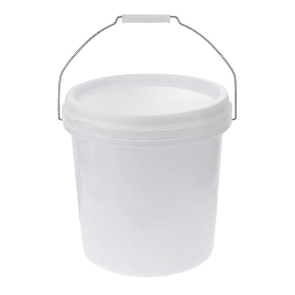 CIMAXIC Portable White Plastic Bucket with Lid for Water, Paint, and Pet Food