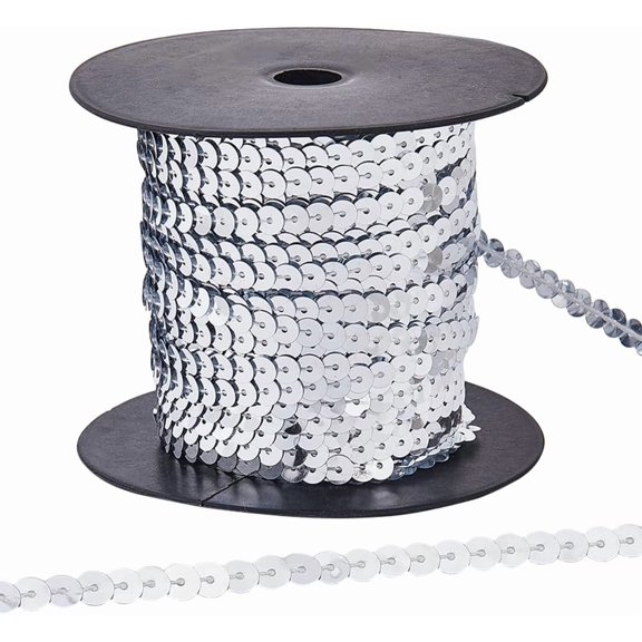 Plastic Paillette Beads Sequins Beads Ornament Accessories Flat Round Gainsboro 6mm 100yards/roll