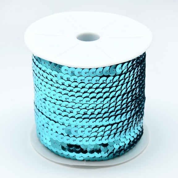 Plastic Paillette Beads Sequins Beads Ornament Accessories Flat Round Pale Turquoise 6mm 100yards/roll Pale Turquoise